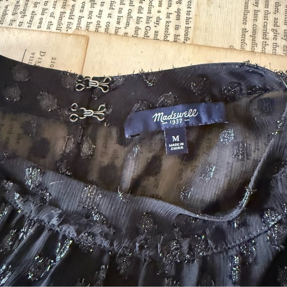 Madewell Couture Black Sheer Goth Short Sleeve Blouse, Size M - Picture 4 of 9